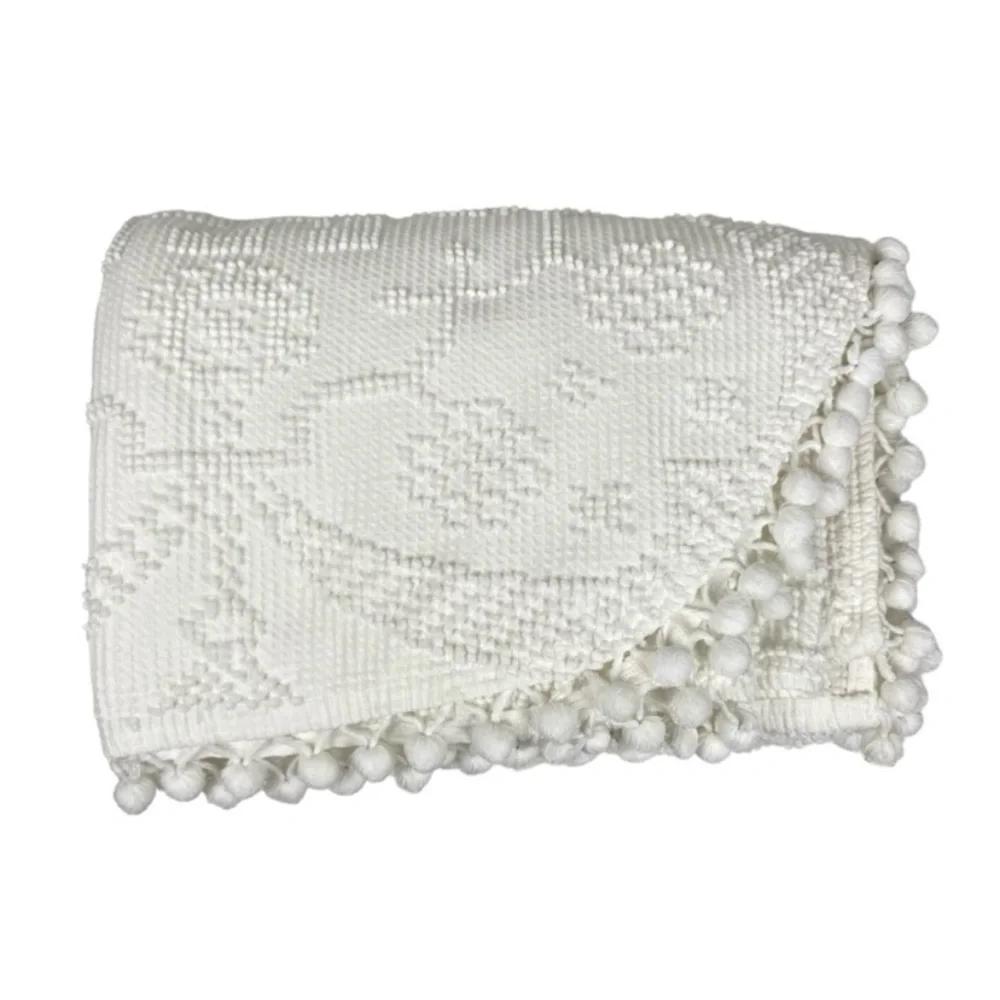 Vintage Bates Chenille Blanket White Twin Bedding